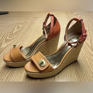 Coach Glinda Two Tone Espadrille Platform Sandal.